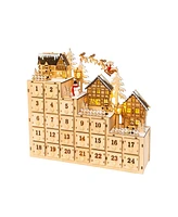 Gerson International Wood Village Scene Advent Calendar 14.9 in.