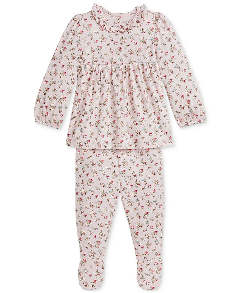 Polo Ralph Lauren Baby Girl Ruffled Floral Top & Pant Set