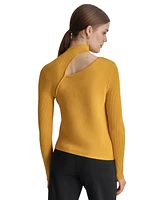 Dkny Women's Ribbed Cutout Mock Neck Sweater