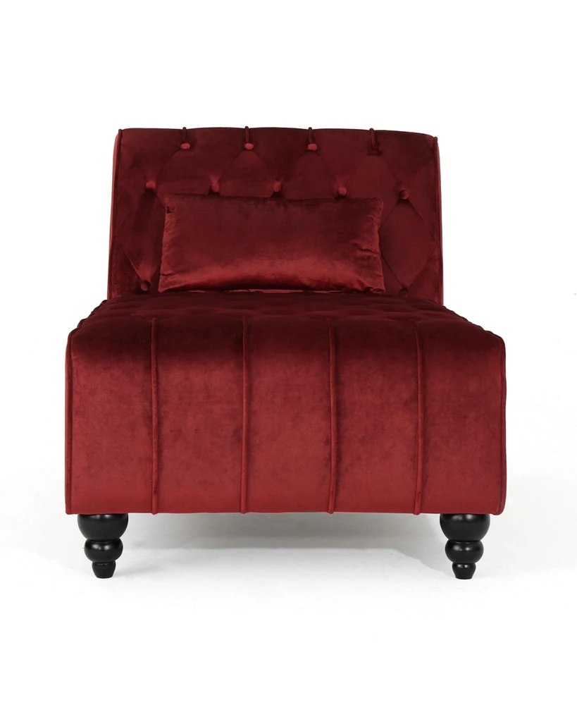 Simplie Fun Luxurious Garnet Velvet Upholstered Chaise Lounge