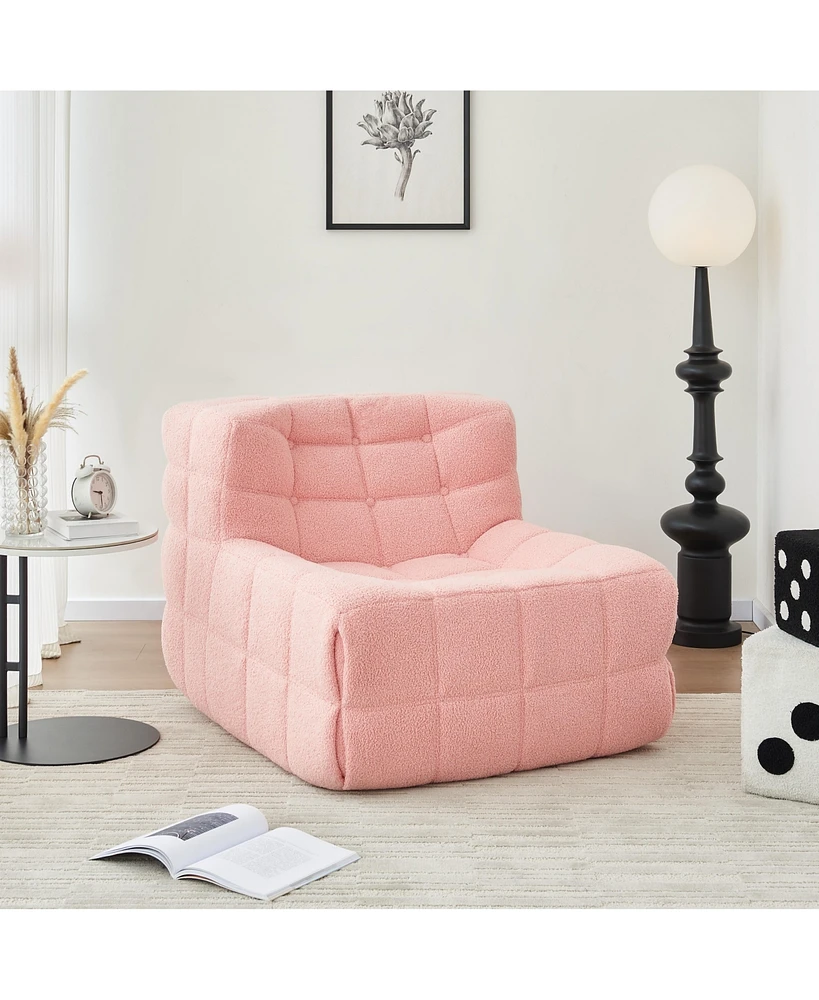 Simplie Fun Luxuriously Plush Tufted Floor Chair with Sherpa Fabric for Ultimate Comfort