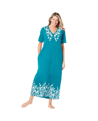 Dreams & Co. Plus Knit Zip Long Lounger