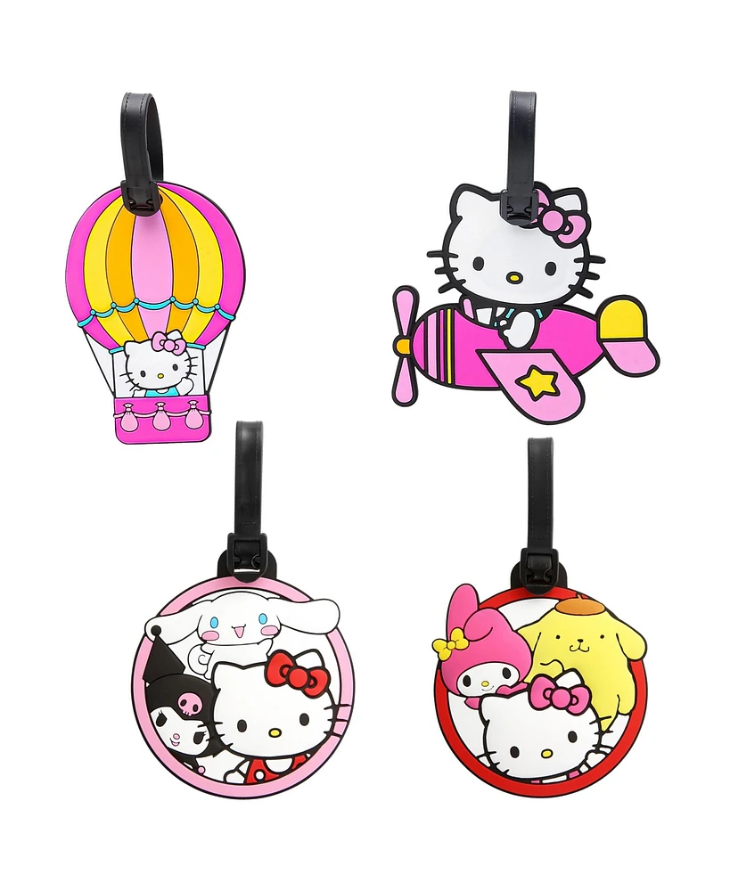 Hello Kitty Sanrio Luggage Tag and Friends Airplane, Hot Air Balloon, Pvc Travel Tags Gifts - Set of 4