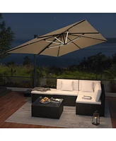 Mondawe 13ft Patio Double Top Bright Umbrella Removable Led With Base Stand Included, Grey