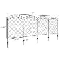 Streamdale Furniture Decorative Garden Fence 4-Panel Black Grid with Arched Vines, Customizable Shapes