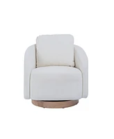 Streamdale Furniture Swivel Accent Chair with Embossed Chenille Upholstery and Wood Base