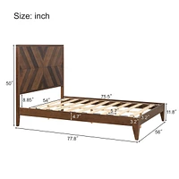 Streamdale Furniture Mid-Century Modern Platform Bed Wood Slat Support with No Box Spring Needed, Full, Walnut