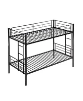 Mondawe Twin Over Metal Bunk Bed,Metal Structure Bedframe with Safety Guardrails and 2 ladders, Convertible Bunkbeds