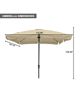 Mondawe 8 ft. x 10 Square Crank Design Skirt with Skylight Outdoor Market Umbrella for Patio Terrace