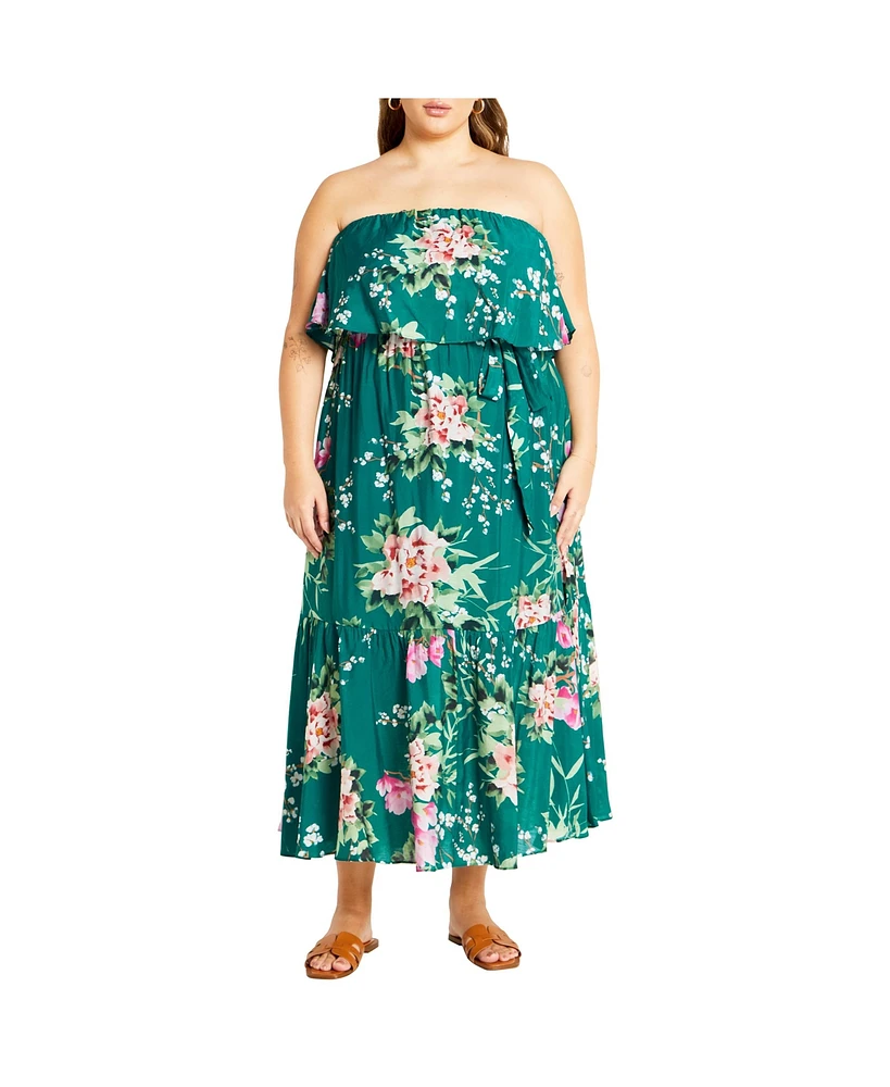 City Chic Plus Pia Print Maxi Dress