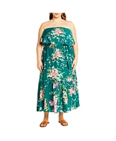 City Chic Plus Pia Print Maxi Dress