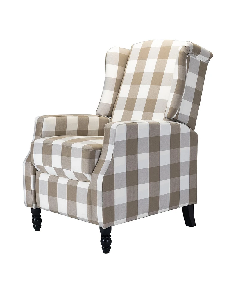 Hulala Home Celia Manual Recliner with Wingback Design