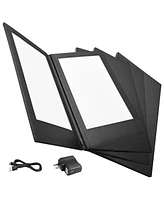 4 Pack Led Backlit Menu Cover Leatherette Wine List Check Bill Holder 2 Panel 17"x10"