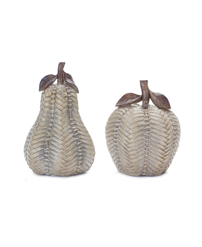 Slickblue Set of 2 Wicker Apple and Pear Decor Pieces for Home Styling