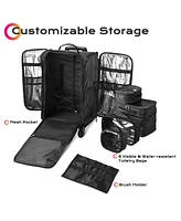 Byootique Soft Sided Rolling Makeup Train Case Cosmetic Organizer Travel Artists