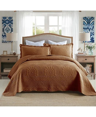 MarCielo 3 Pcs 100% Cotton Oversized Bedspread Quilt Set Embroidery Tf-Queen