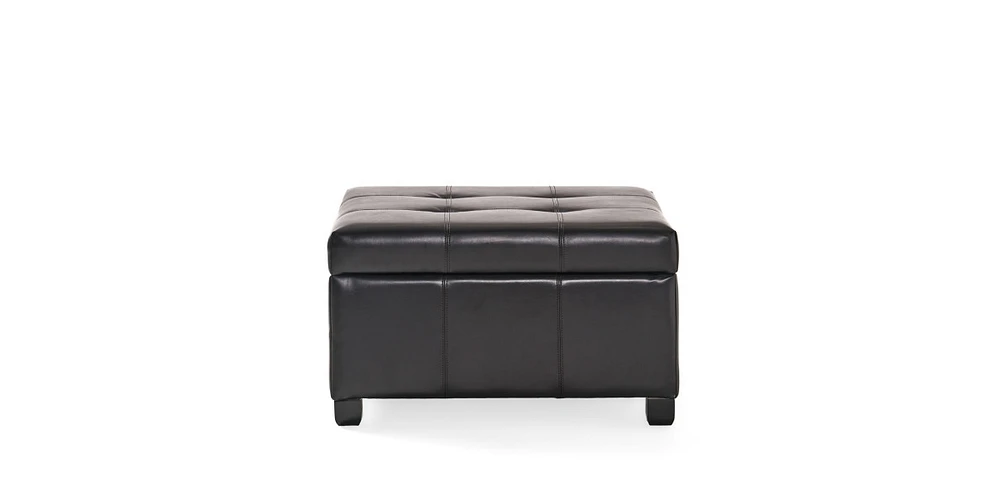 Richmond Faux Leather Storage Ottoman with Rosewood Legs