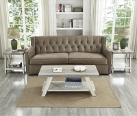 Streamdale Furniture Contemporary 3-Piece Wood Shelf Coffee Table Set in Weathered Gray and Beige