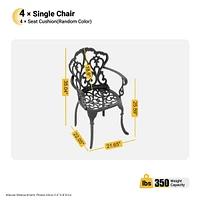 Modern 350lbs Weight Capacity Aluminum & Black Armchair with Cushions