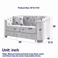 Classic Velvet 3-Person Chesterfield Sofa with Nailhead Trim