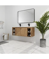 Simplie Fun 48" Wall Mounted Bathroom Vanity With Double Sink, Soft Closing Door Hinge