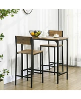 Homcom Industrial Counter-Height 3pc Bar Table High Back Stool for Dining Room