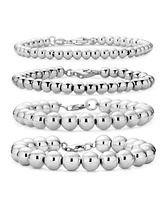 Bling Jewelry Simple Plain Hand Strung Polish Round Light Weight Sterling Silver Bead 8MM Ball Strand Bracelet For Women Inch