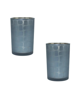 Slickblue Navy Frosted Glass Candle Holder (Set of 2)