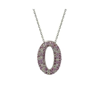 Suzy Levian New York Pink Sapphire & Lab-Grown White Sapphire Puff Oval Circle Pendant Necklace in Sterling Silver by Suzy Levian