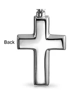 Bling Jewelry Large Cross Locket Pendant For Women Memorial Cremation Urn Holder Necklace For Ashes Sterling Silver