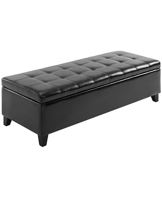 Homcom 51" Tufted Top Storage Ottoman Bench Pu Leather Organizer Chair Footstool Large