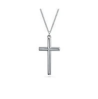 Bling Jewelry Simple Christian Catholic Religious Jewelry Large Jesus Crucifix Cross Necklace Pendant For Women Sterling Silver 2 Inch