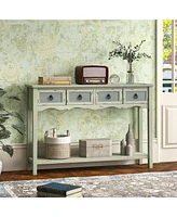 Slickblue 48 Inch Farmhouse Console Table with 2 Drawers and Open Storage Shelf for Hallway