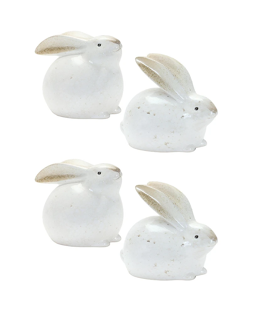 Slickblue Set of 4 Rustic Terra Cotta Bunny Figurines