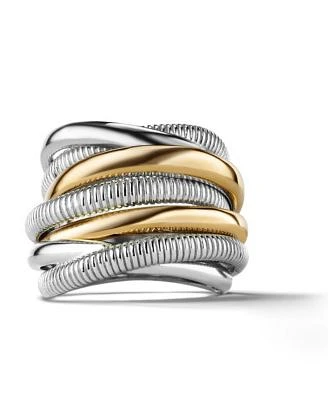 Judith Ripka Eternity Seven Band Highway Ring with 18K Gold