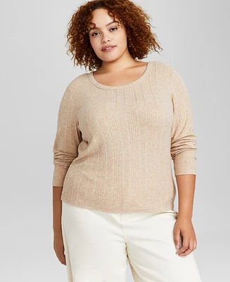 And Now This Trendy Plus Scoop-Neck Rib-Knit Top, Created for Macy's