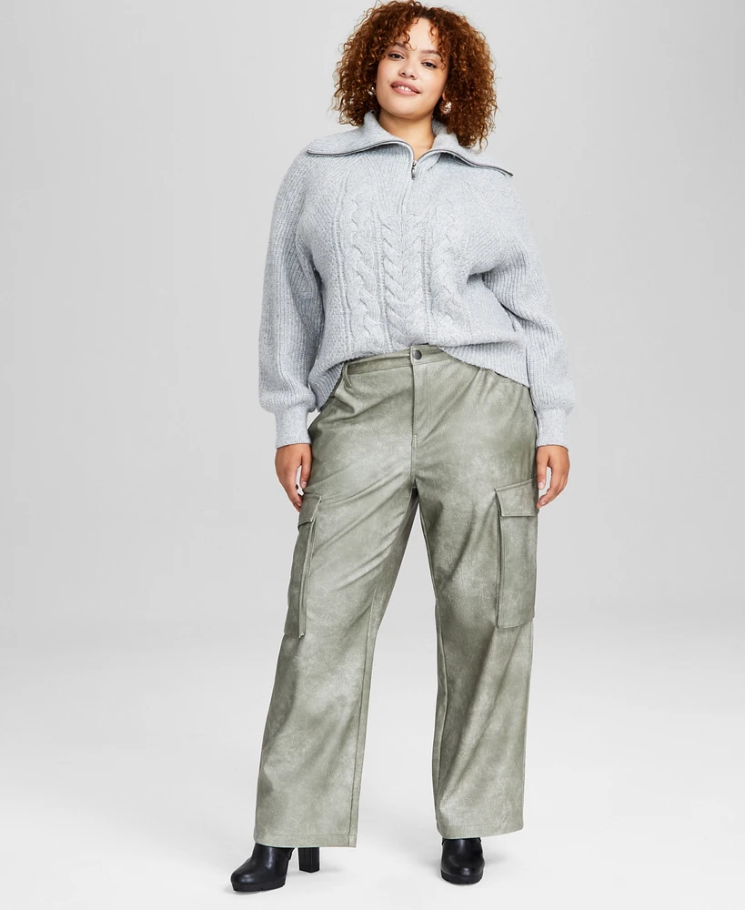 And Now This Trendy Plus Faux-Leather Cargo Pants, Created for Macy's