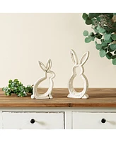 Slickblue Carved Stone Bunny Outline Decor (Set of 2)