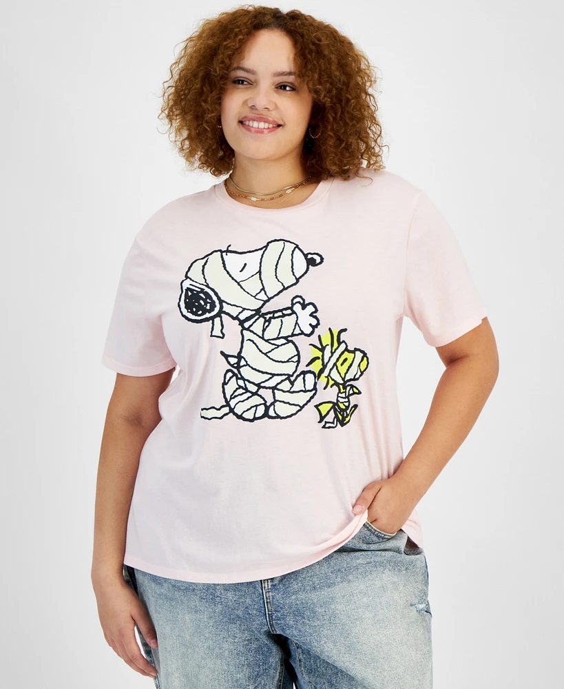 Love Tribe Trendy Plus Snoopy and Woodstock Mummy Short-Sleeve T-Shirt