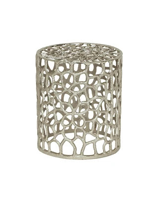 Simplie Fun Modern Mesh Abstract Aluminum Accent Table with No Assembly Required