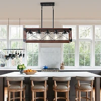 Streamdale Furniture Rustic Farmhouse 5-Light Kitchen Island Chandelier | Industrial Edison Lighting