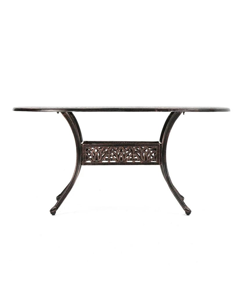 Simplie Fun Timeless Cast Aluminum Outdoor Dining Table for Six