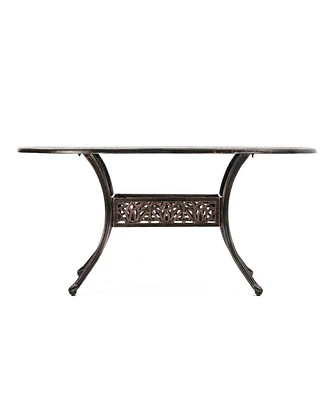 Simplie Fun Timeless Cast Aluminum Outdoor Dining Table for Six