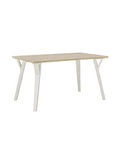 Simplie Fun Alwynn Contemporary Rectangular Dining Table, White and Natural Wood