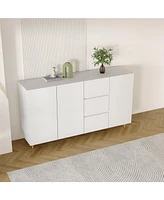 Streamdale Furniture Modern White Mdf Sideboard Cabinet with 4 Doors & 3 Drawers