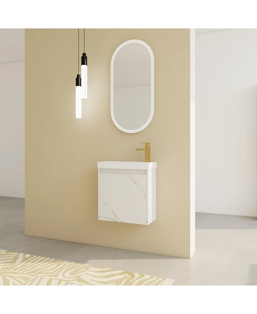 Simplie Fun Compact Wall-Mounted Vanity Modern & Space-Saving Bathroom Cabinet