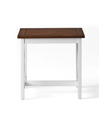 Modern Farmhouse Acacia Wood End Table with Two-Tone Finish