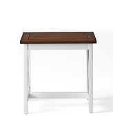Modern Farmhouse Acacia Wood End Table with Two-Tone Finish