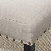 Fabric Bar Stools with Nailhead Trim, Set of 2, Tan