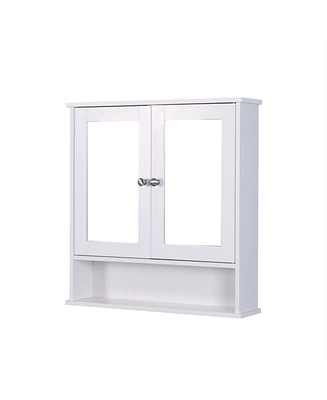 Simplie Fun Wall Mounted Bathroom Cabinet with 2 Mirror Doors and Adjustable Shelf